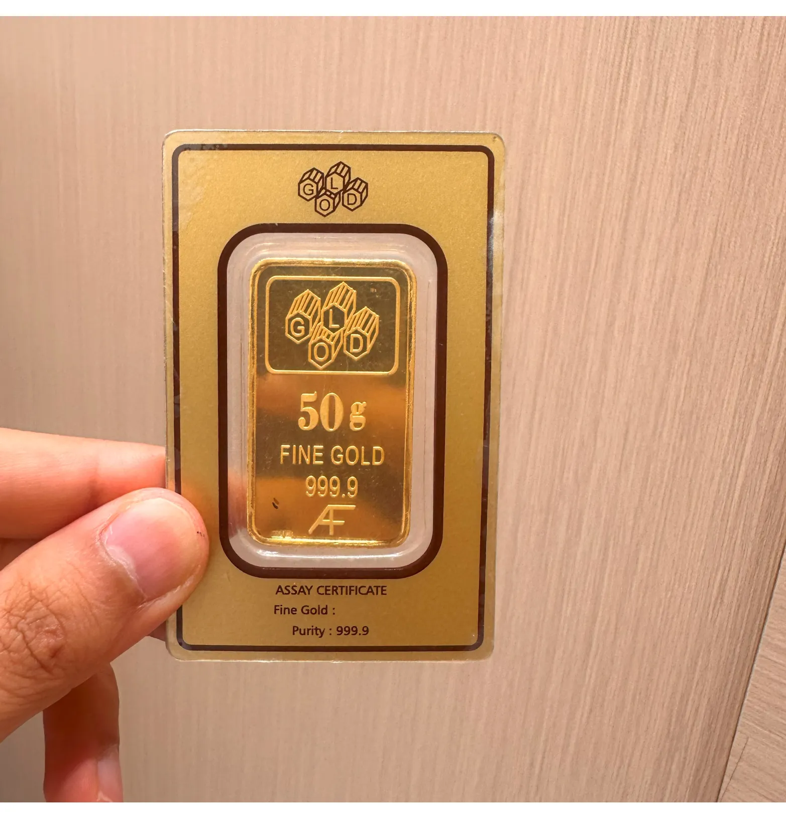 50 grams 24 karat (9999) gold bar