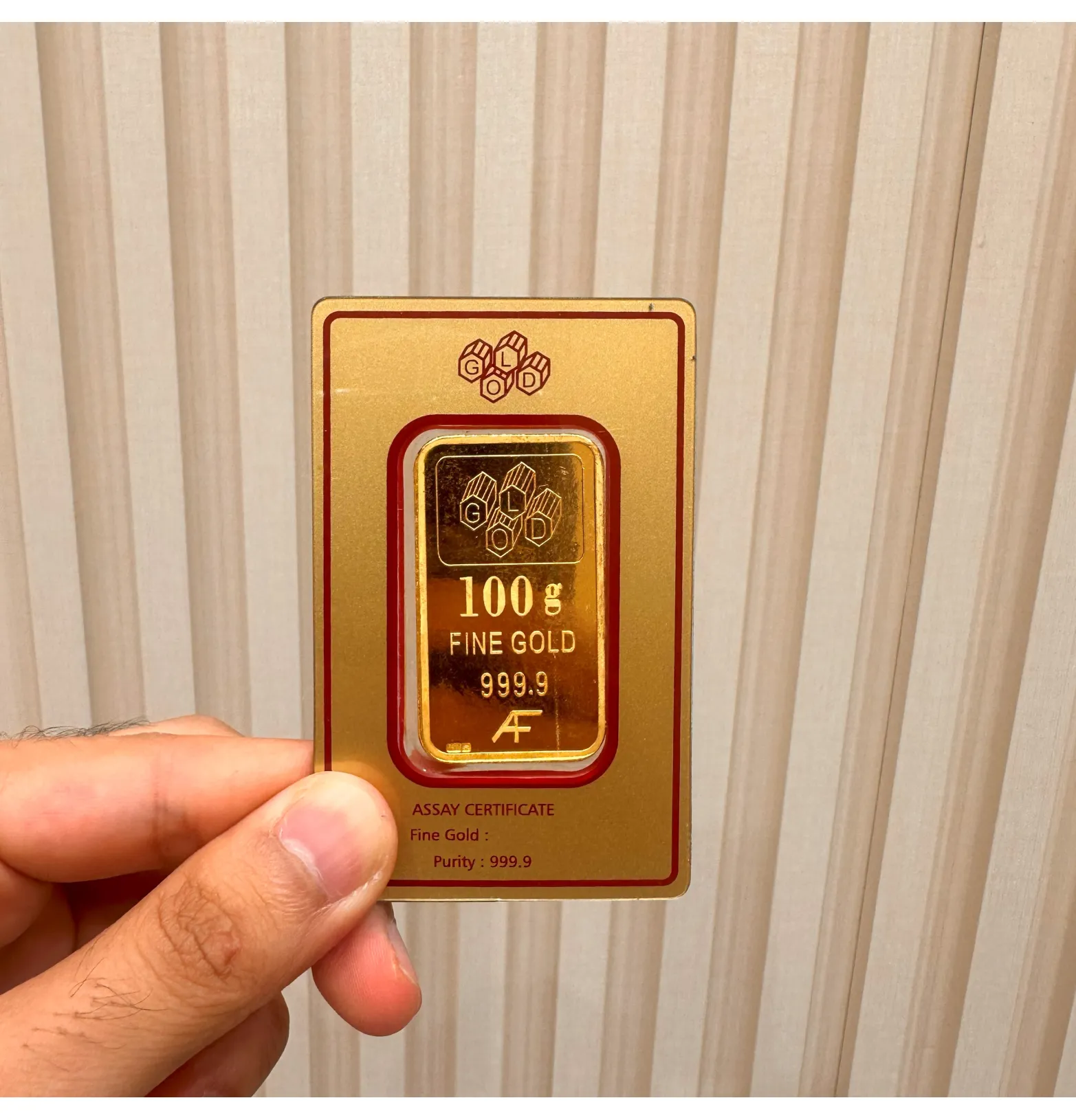 100 grams 24 karat (9999) gold bar ( installments not available )