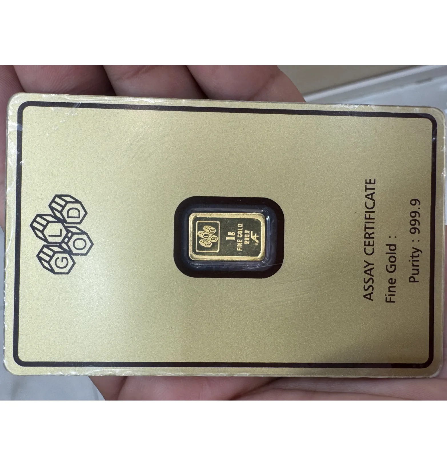 1 gram 24 karat (9999) gold bar - only purchase by whatsapp 97111978