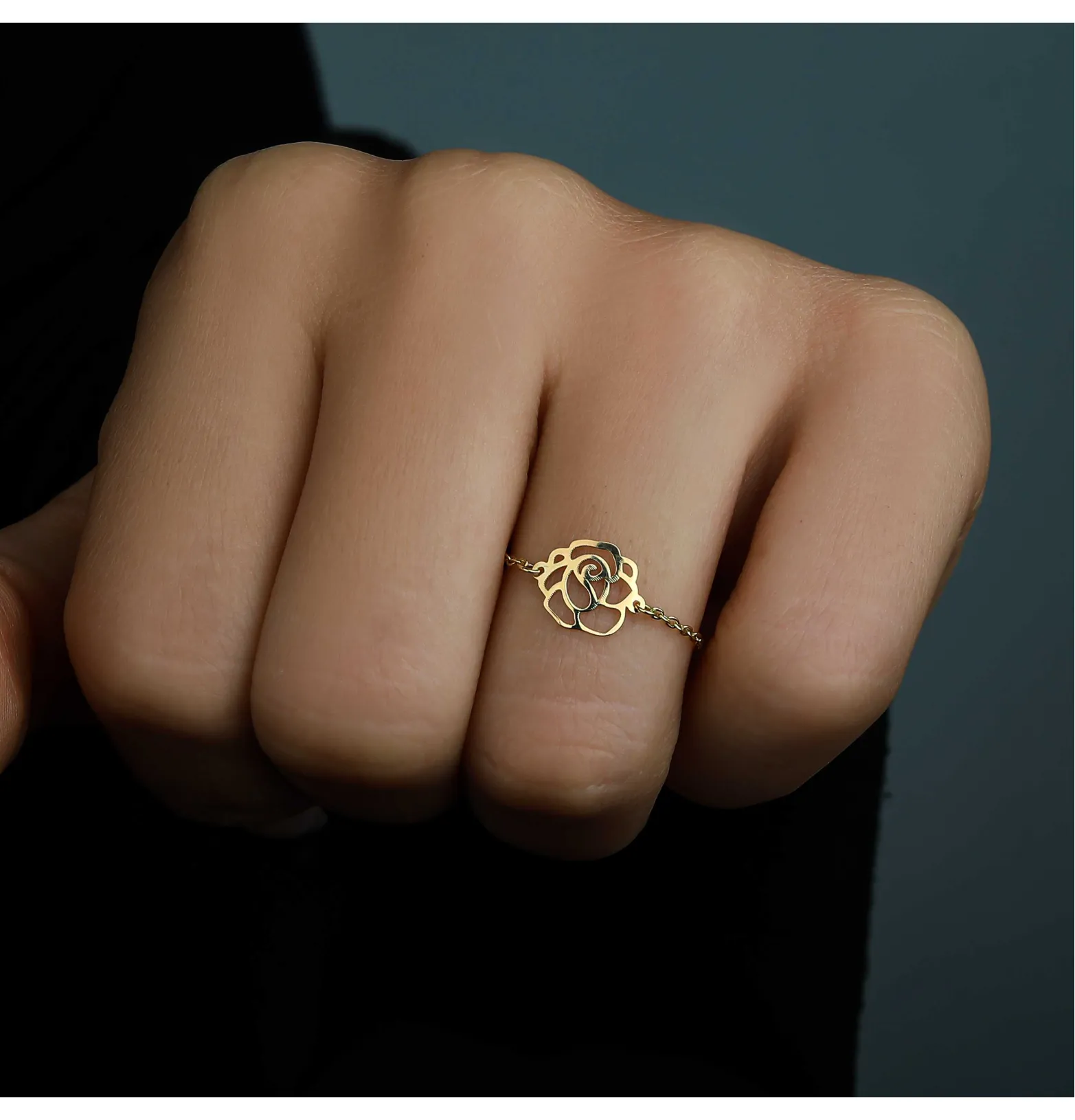 18k gold chain ring, Turkish made
