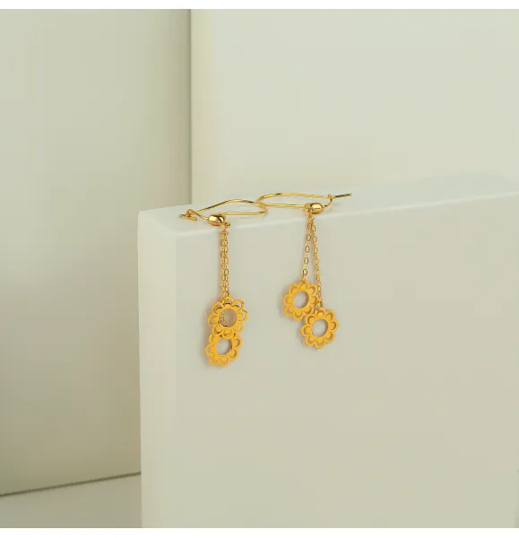 21 karat gold pendant earrings, made in Turkey