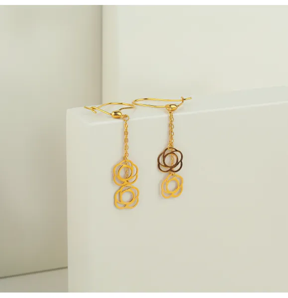 21 karat gold pendant earrings, made in Turkey