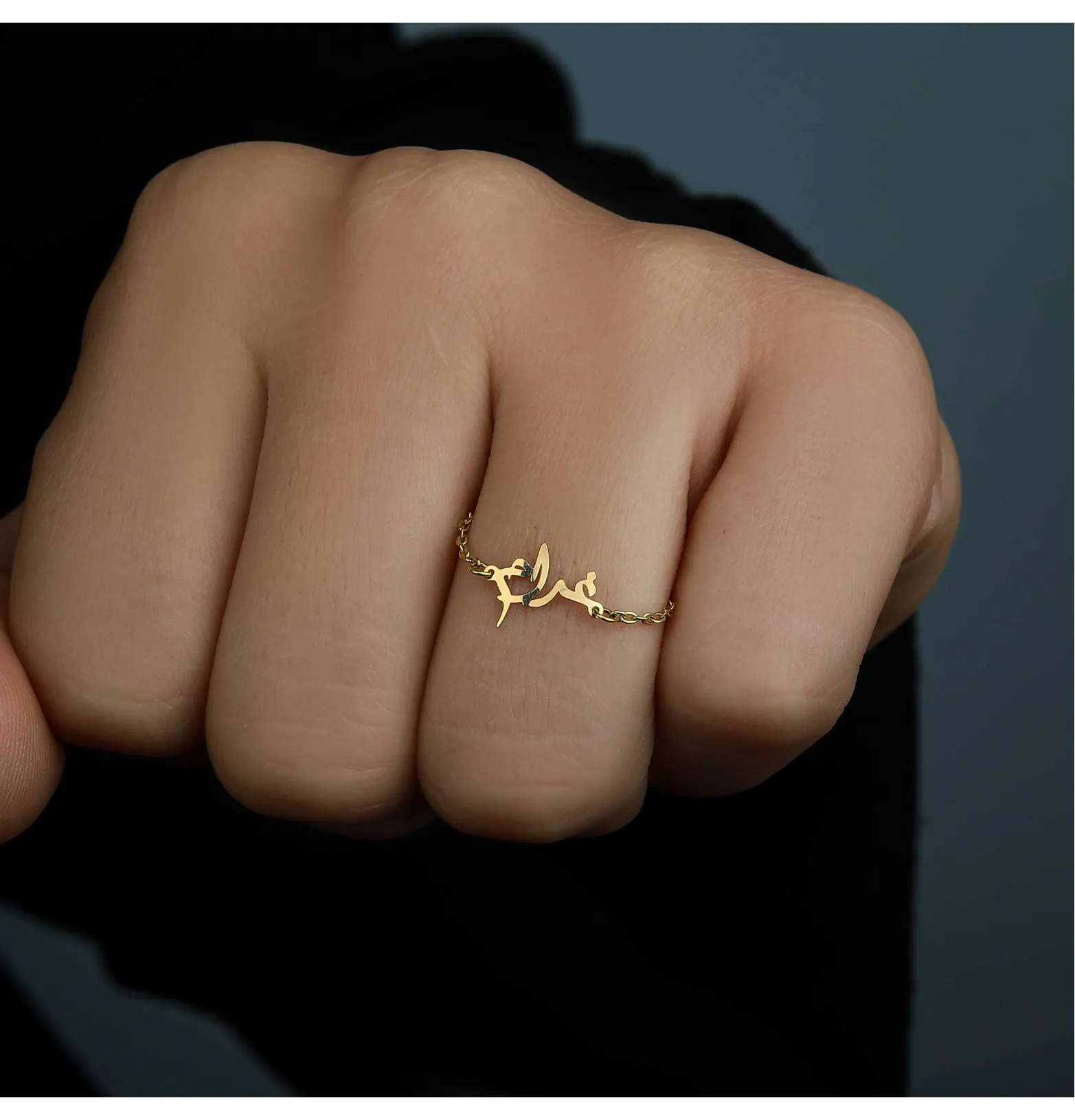 18k gold chain ring, Turkish made