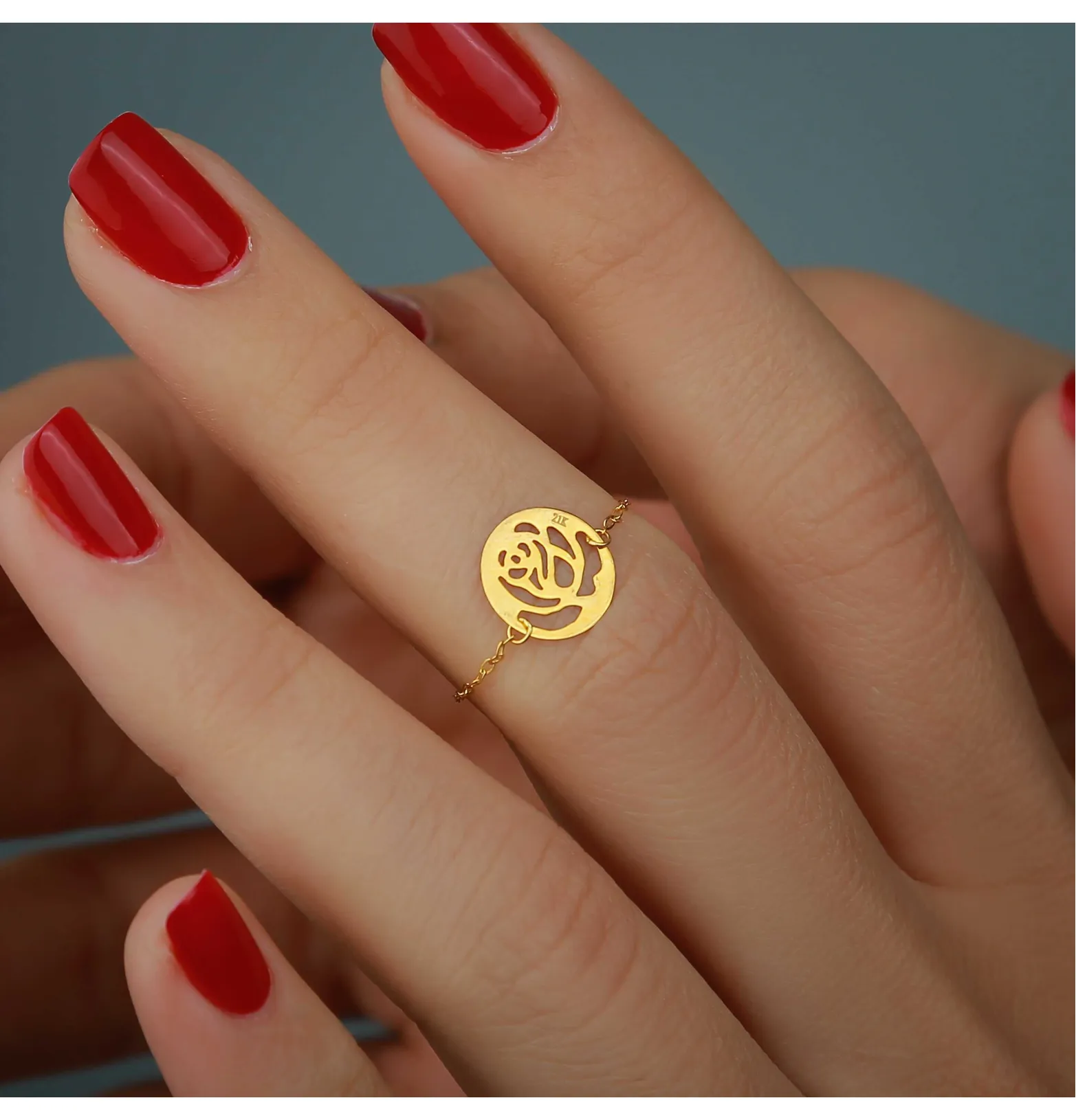 21 karat gold chain ring, Turkish made