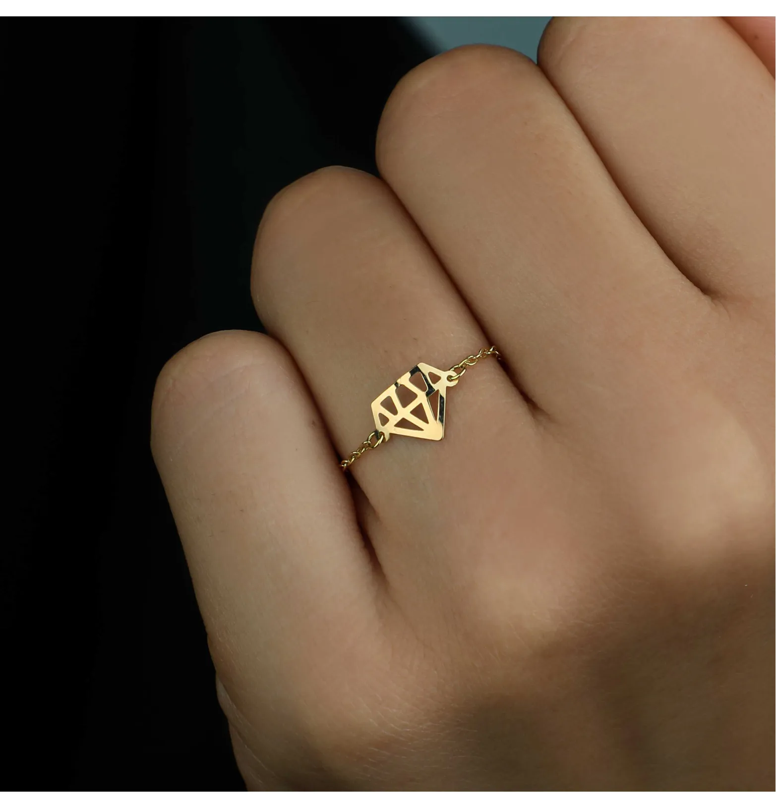18k gold chain ring, Turkish made