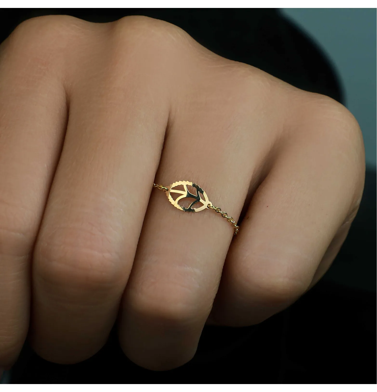18k gold chain ring, Turkish made