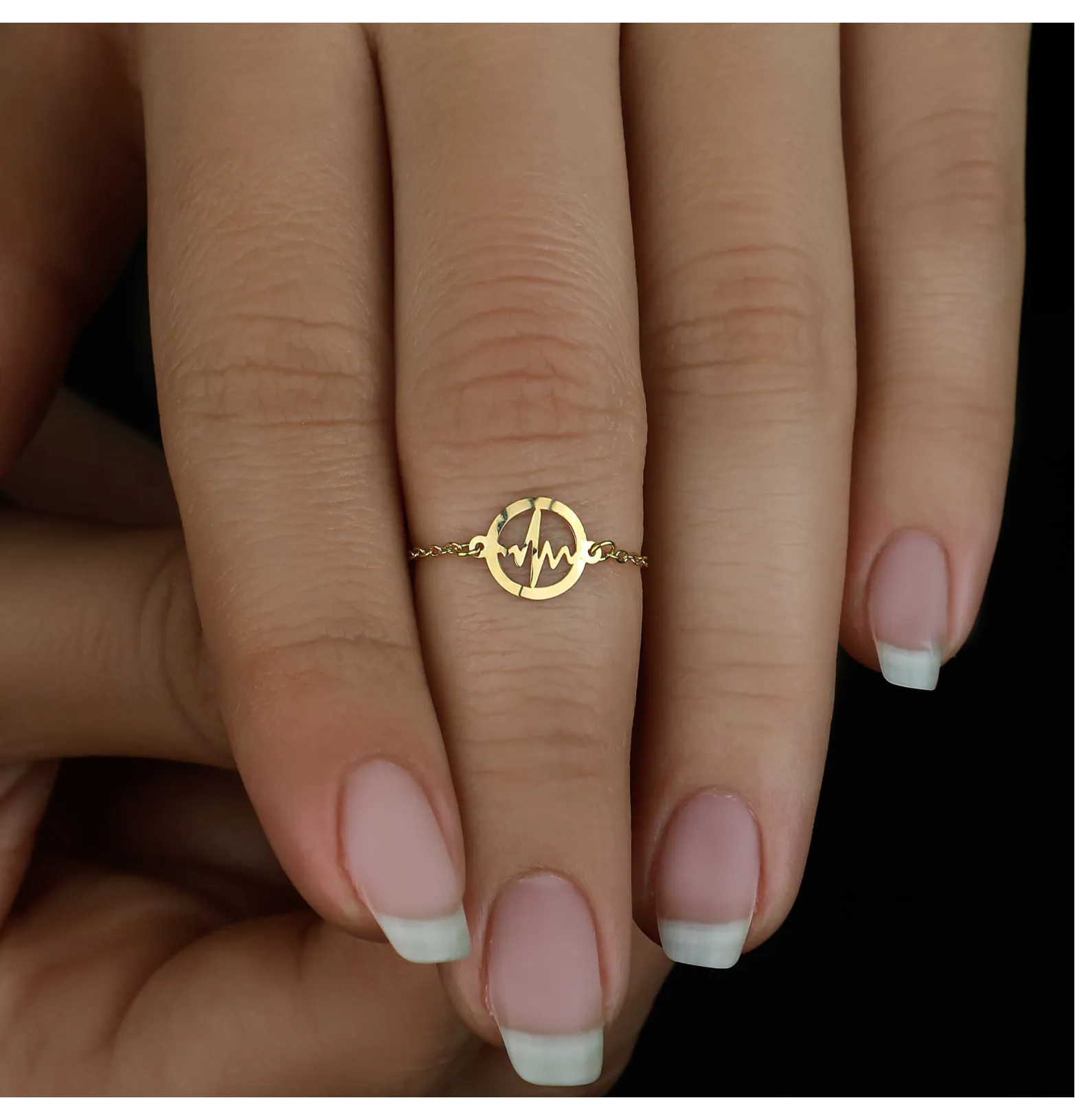 18k gold chain ring, Turkish made