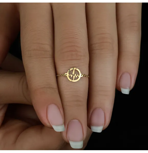 18k gold chain ring, Turkish made