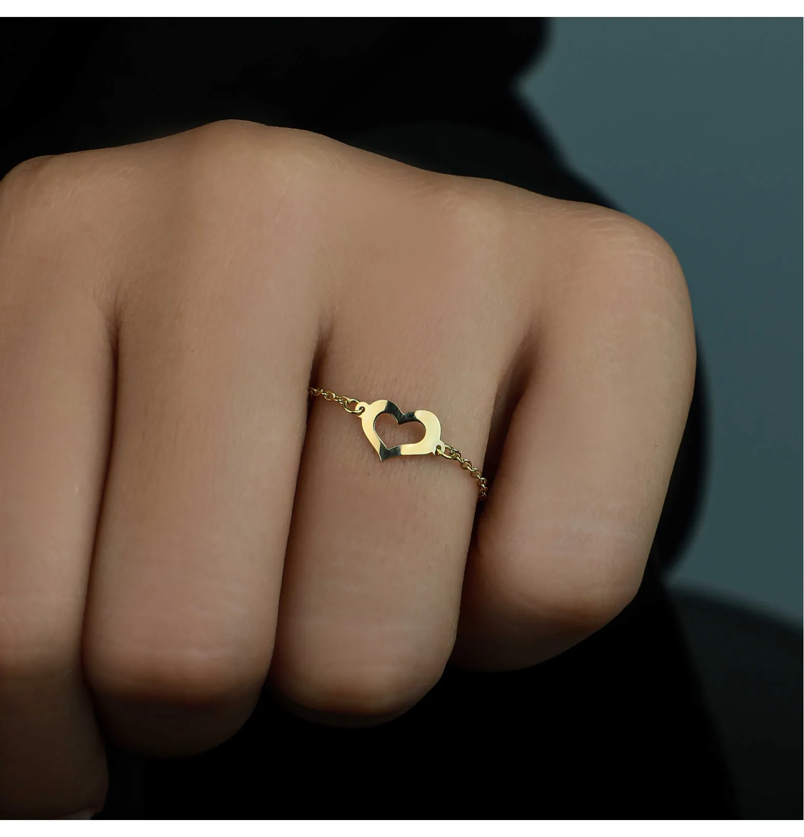 18k gold chain ring, Turkish made
