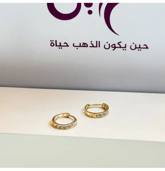 18k gold crescent hoop earrings, made in Turkey - (H-1107)