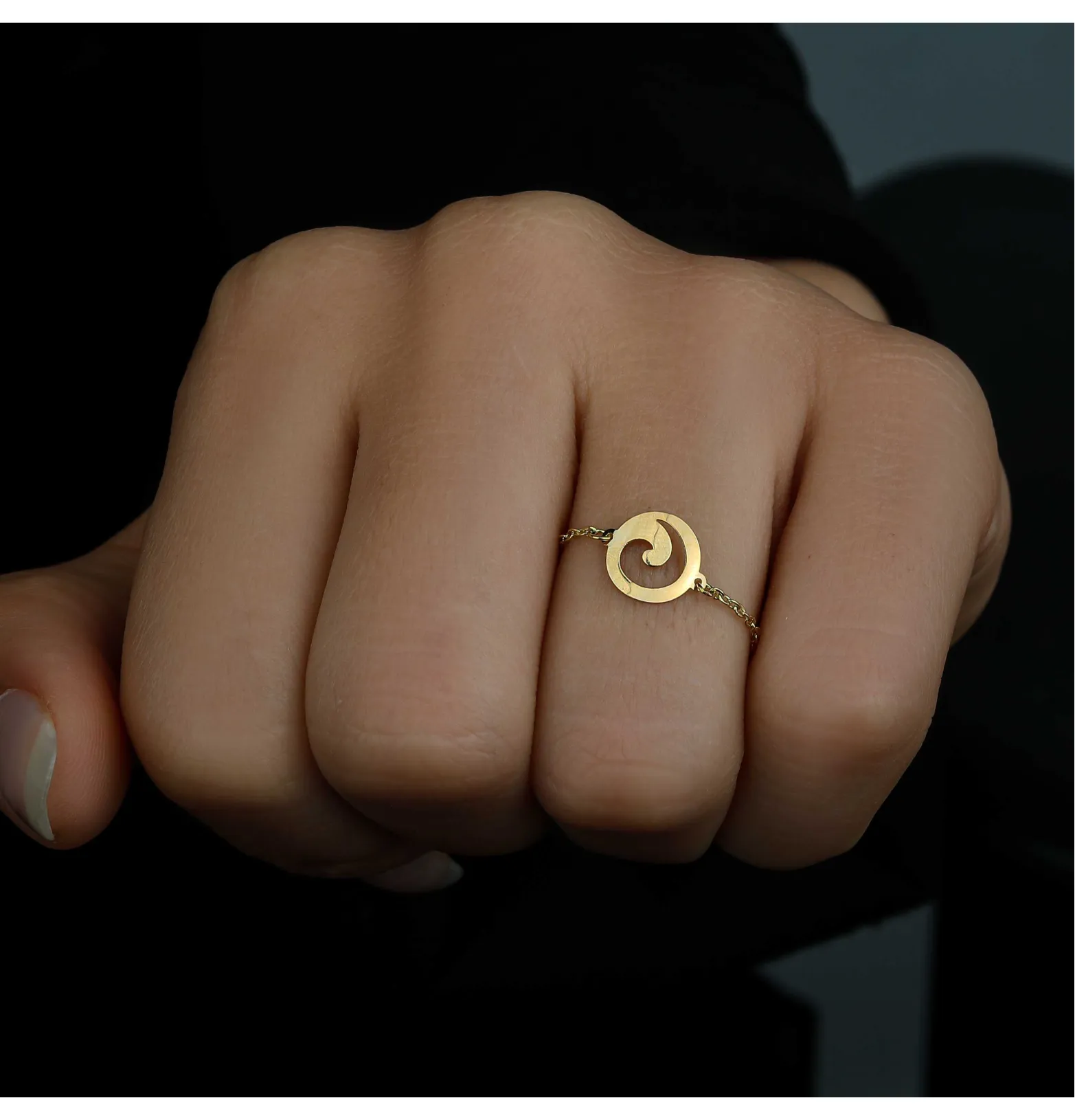 18k gold chain ring, Turkish made