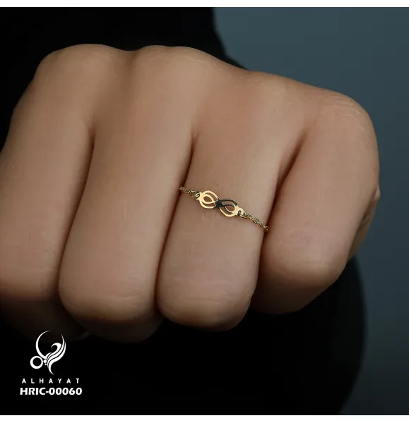 18k gold chain ring, Turkish made - (H-1165)