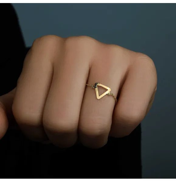 18k gold chain ring, Turkish made - (H-1173)