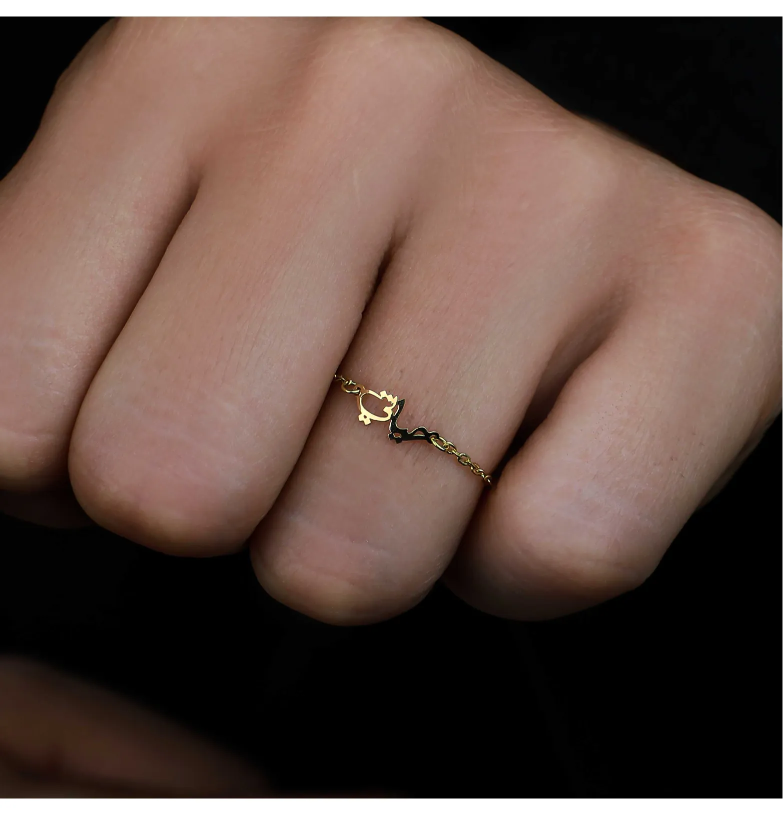 18k gold chain ring, Turkish made