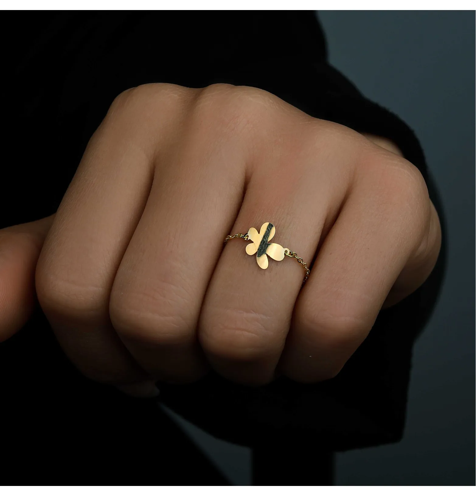 18k gold chain ring, Turkish made