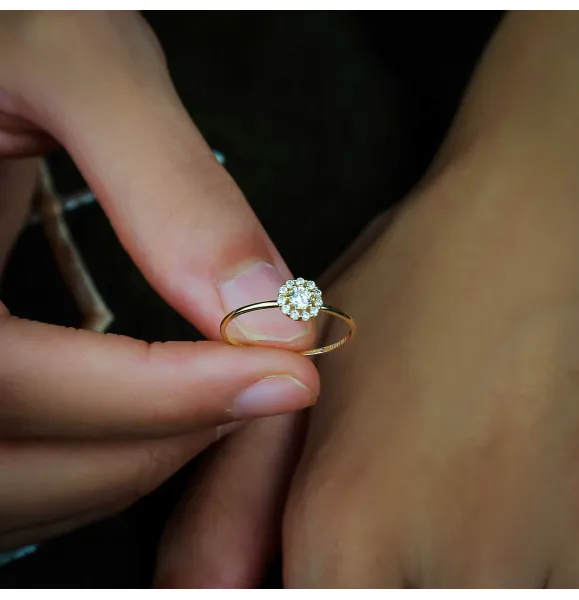 18 karat gold ring, Turkish made - (H-1207)