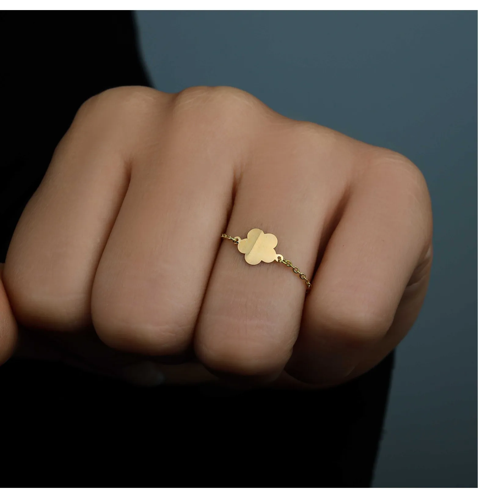 18k gold chain ring, Turkish made