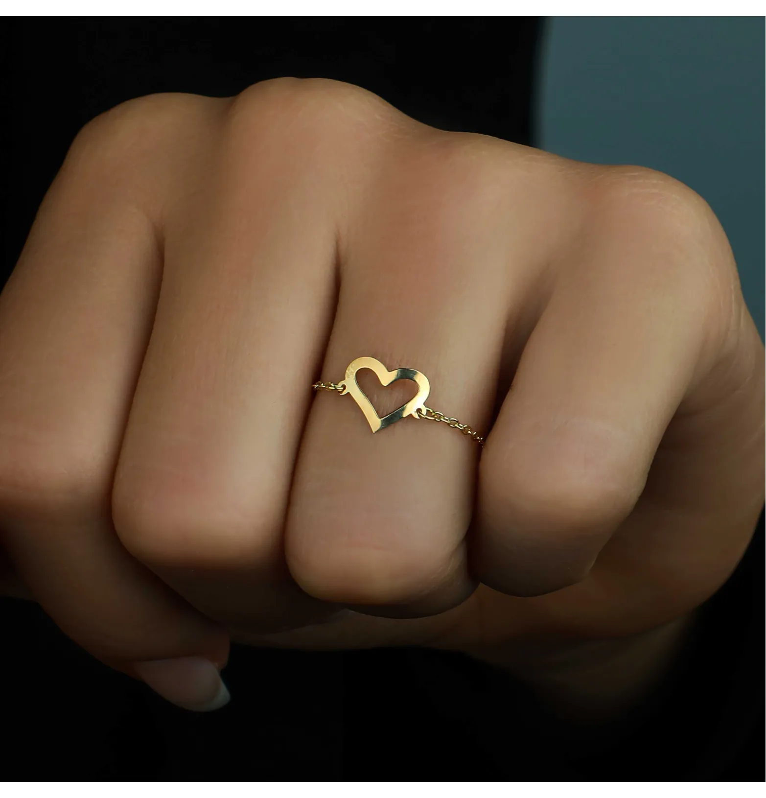 18k gold chain ring, Turkish made