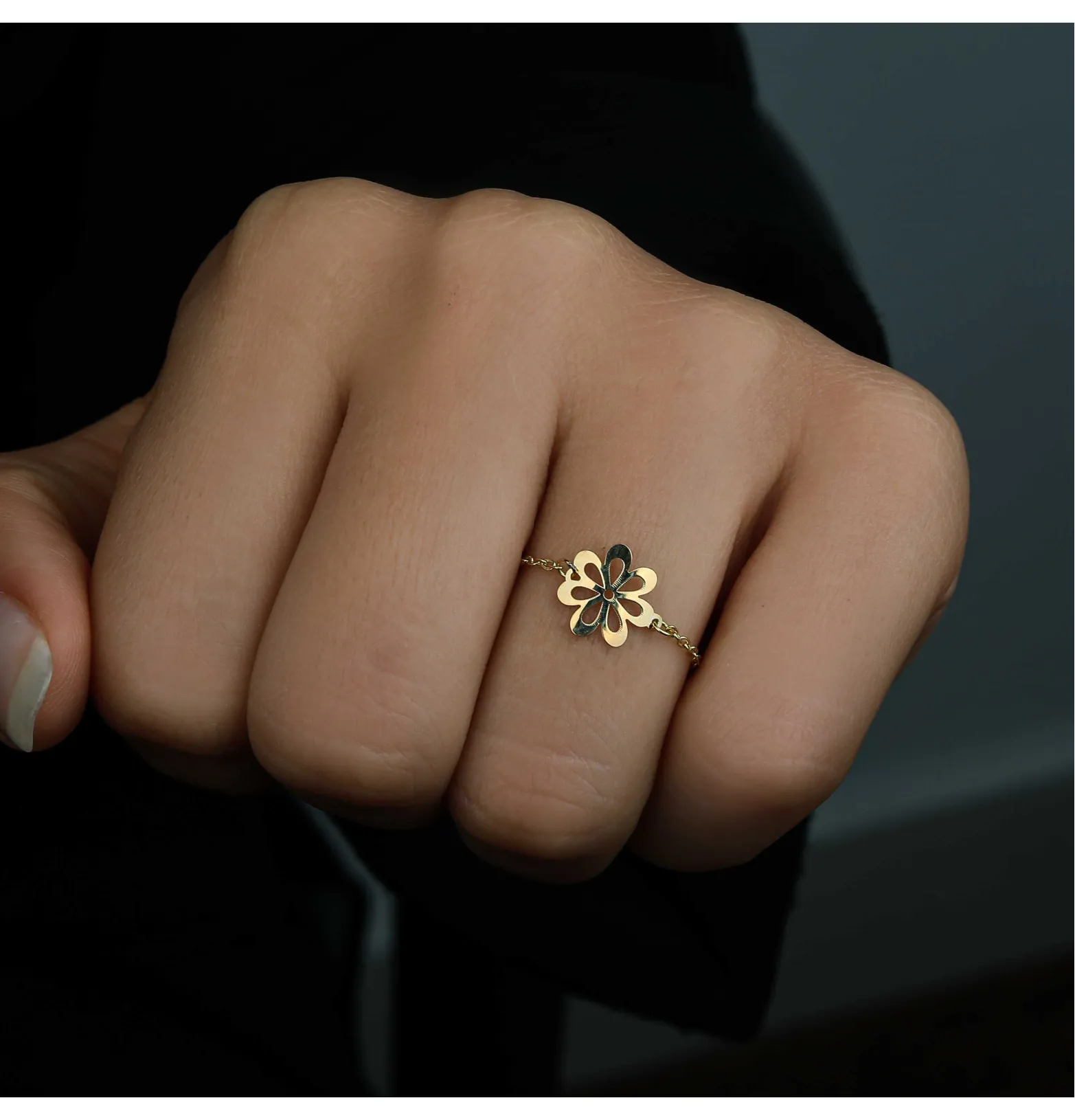 18k gold chain ring, Turkish made