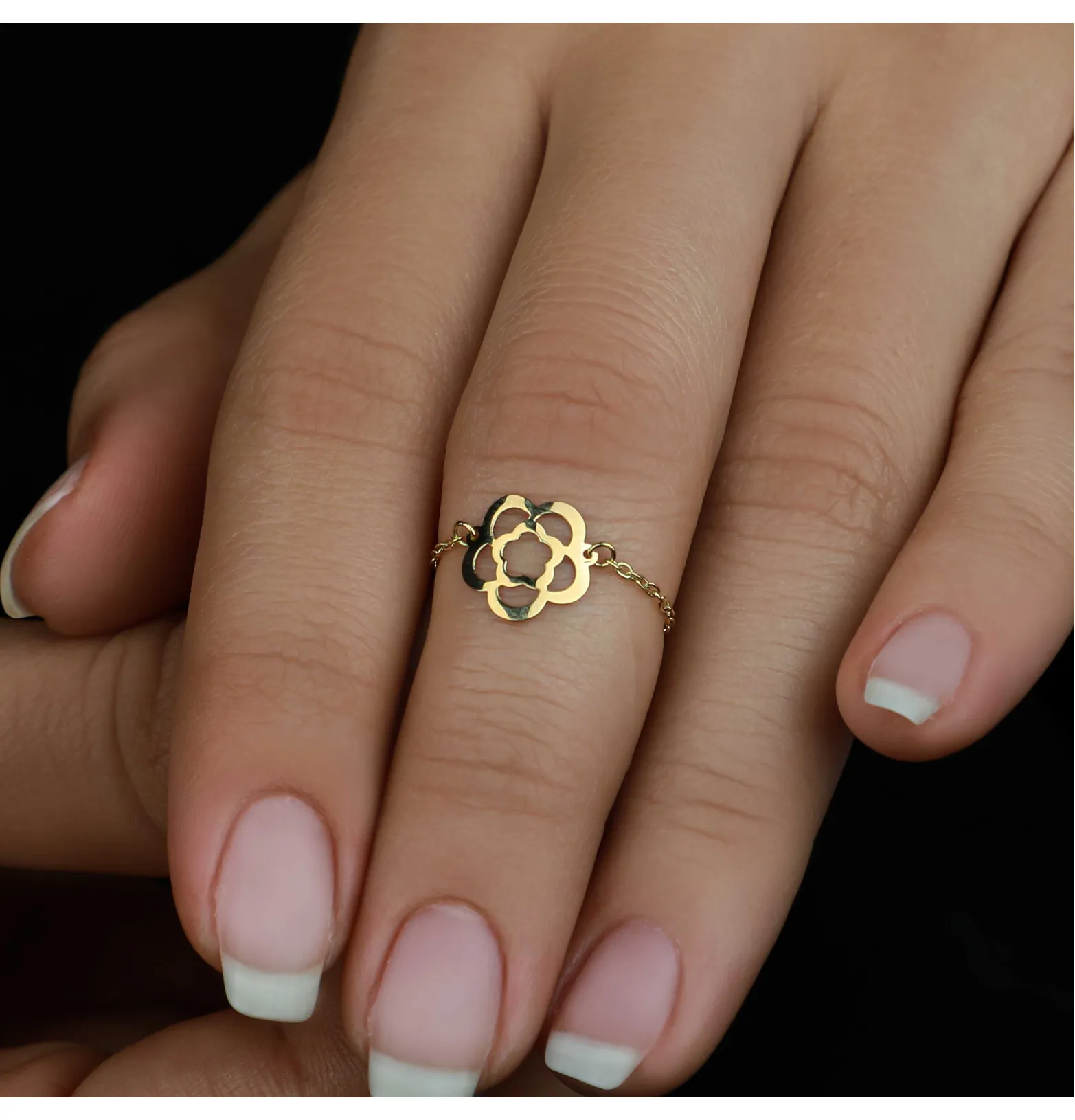 18k gold chain ring, Turkish made