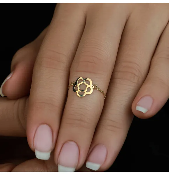 18k gold chain ring, Turkish made