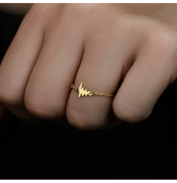 18k gold chain ring, Turkish made - (H-1298) 18k gold chain ring, Turkish made - (H-1298)