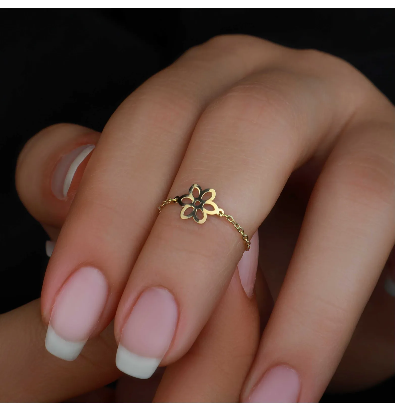 18k gold chain ring, Turkish made