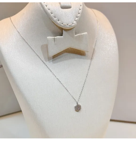 18k white gold choker, Turkish made - (H-1420) 18k white gold choker, Turkish made - (H-1420)