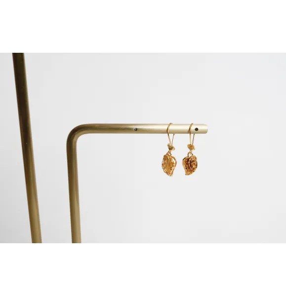 Children's earrings with a 21-karat gold pendant, Turkish made - (H-1446)