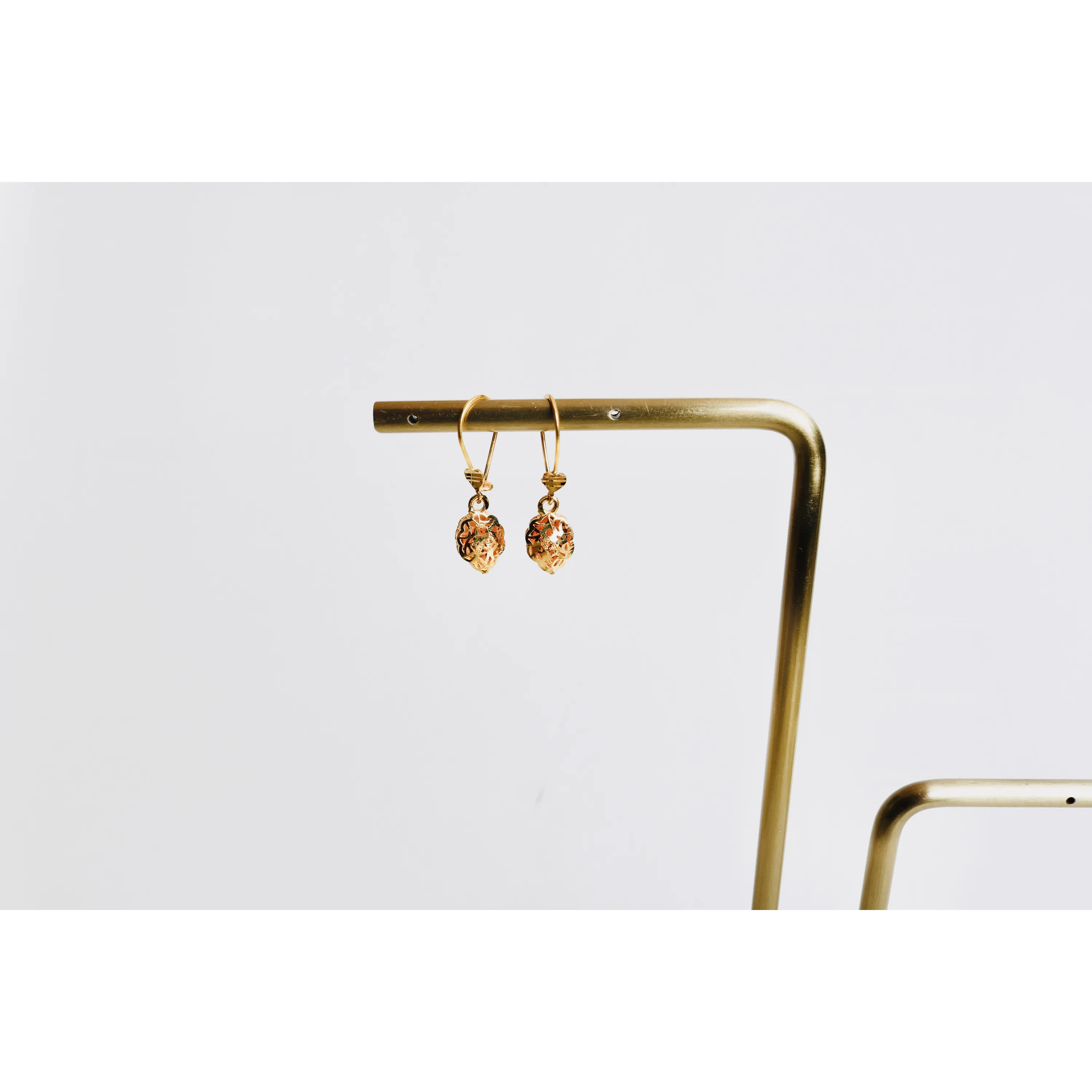 Children's earrings with a 21-karat gold pendant, Turkish made