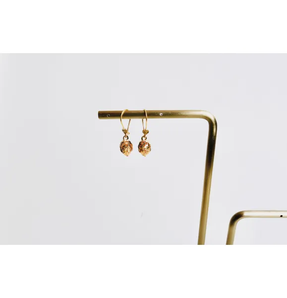 Children's earrings with a 21-karat gold pendant, Turkish made - (H-1448)