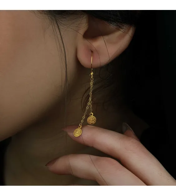 21 karat gold pendant earrings, made in Turkey