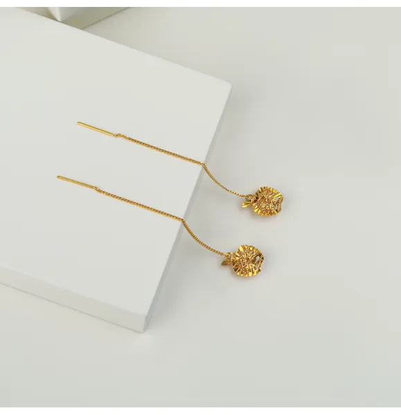 21 karat gold pendant earrings, made in Turkey