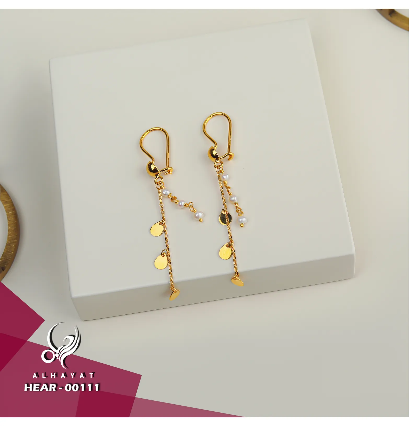 21 karat gold pendant earrings, made in Turkey