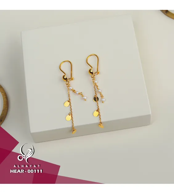 21 karat gold pendant earrings, made in Turkey