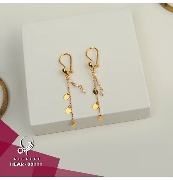 21 karat gold pendant earrings, made in Turkey