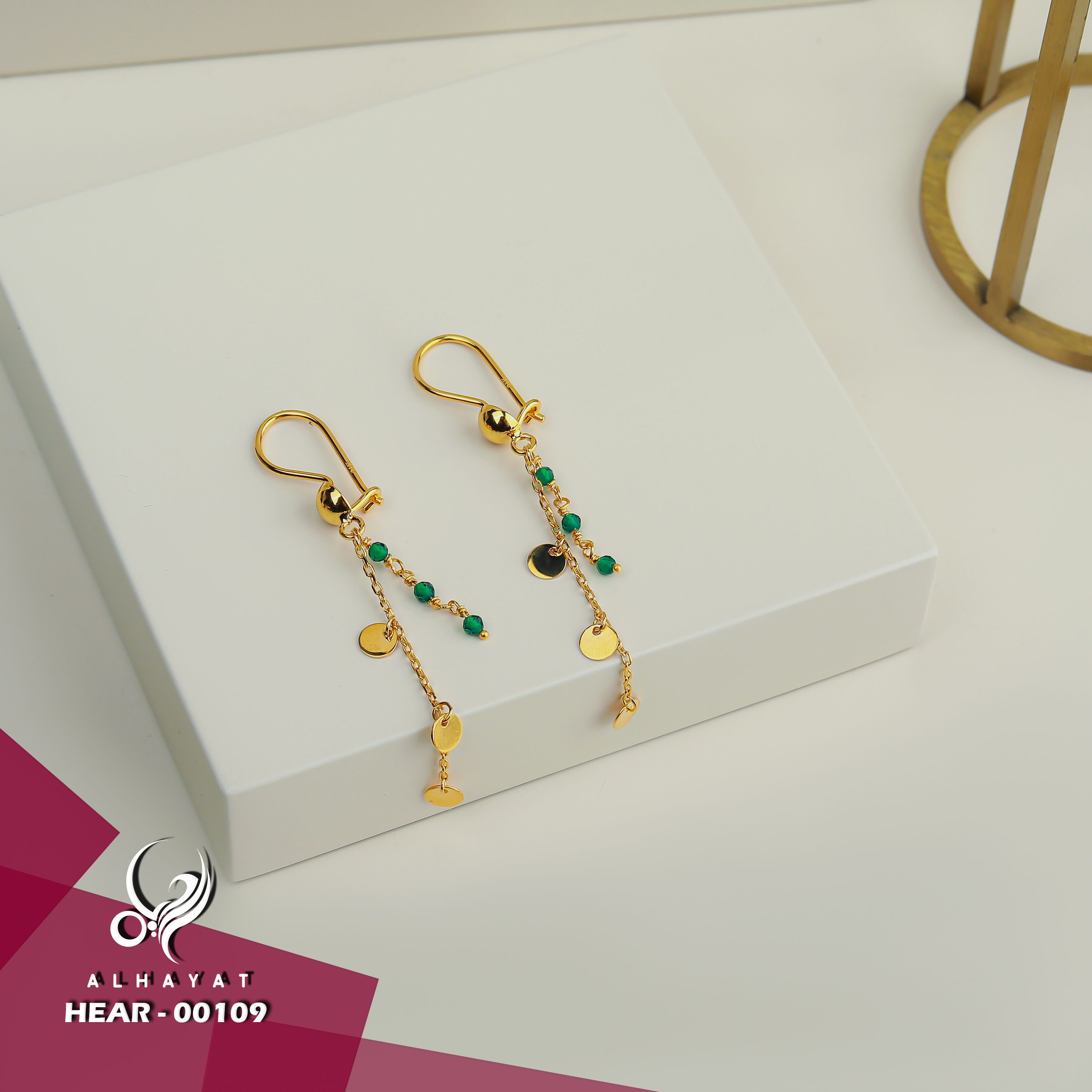 21 karat gold pendant earrings, made in Turkey