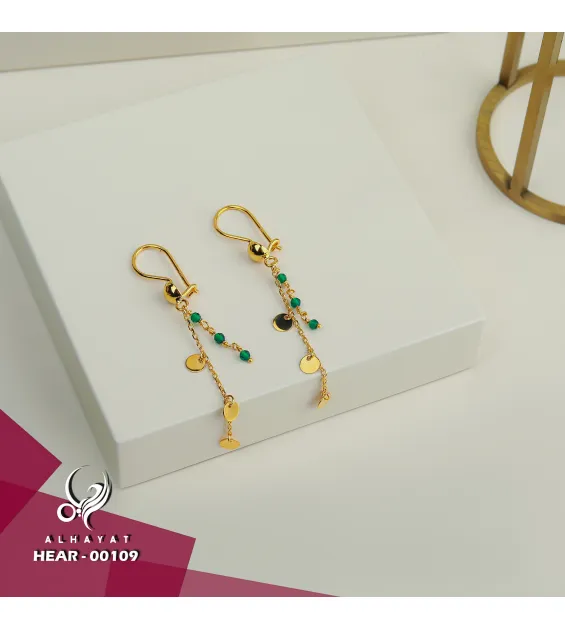 21 karat gold pendant earrings, made in Turkey