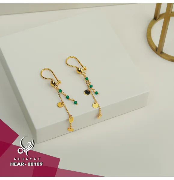 21 karat gold pendant earrings, made in Turkey