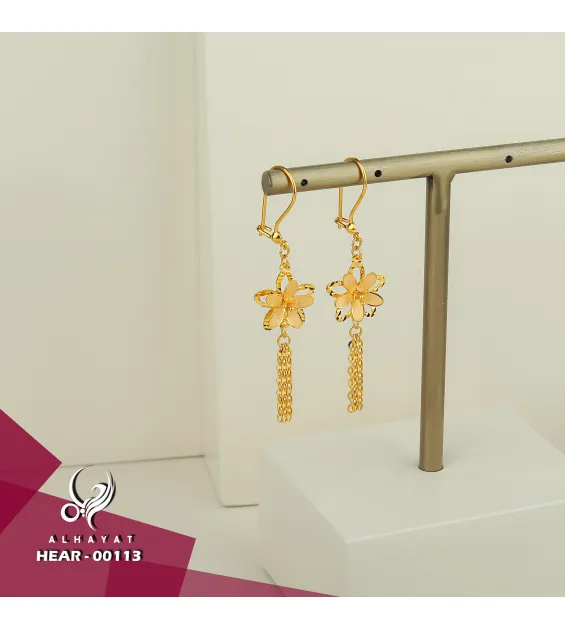 21 karat gold pendant earrings, made in Turkey