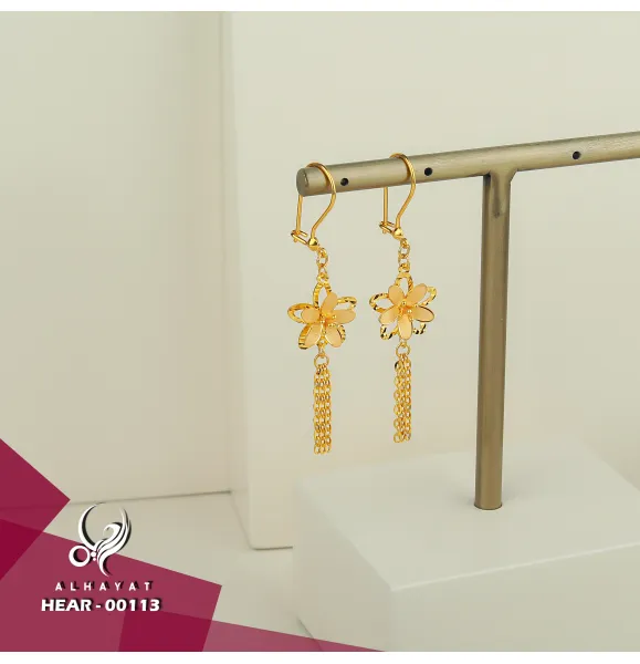 21 karat gold pendant earrings, made in Turkey