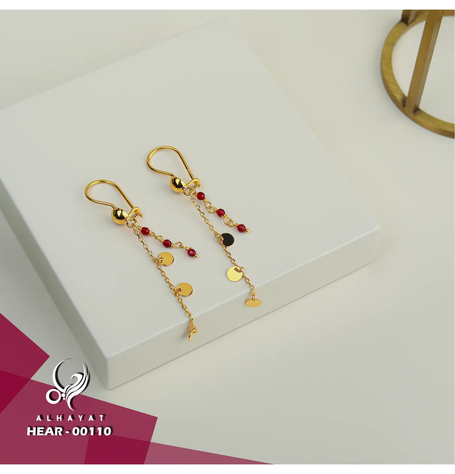 21 karat gold pendant earrings, made in Turkey