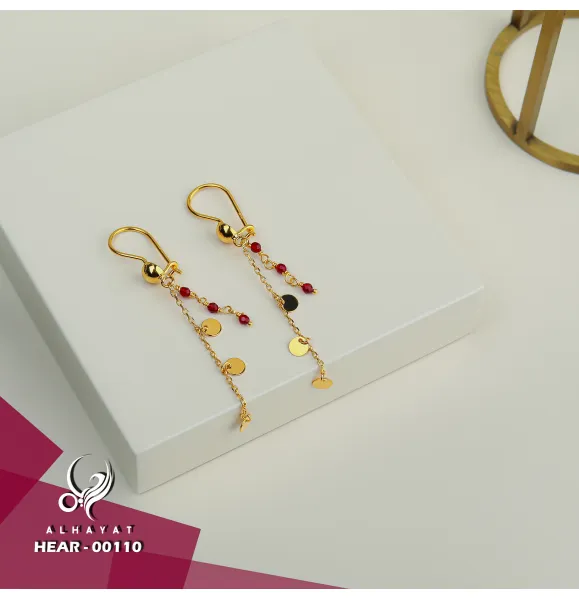 21 karat gold pendant earrings, made in Turkey
