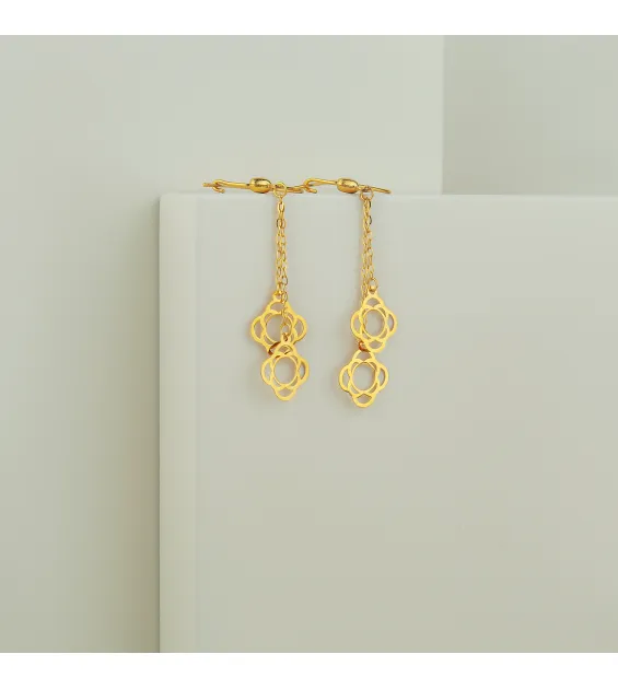 21 karat gold pendant earrings, made in Turkey