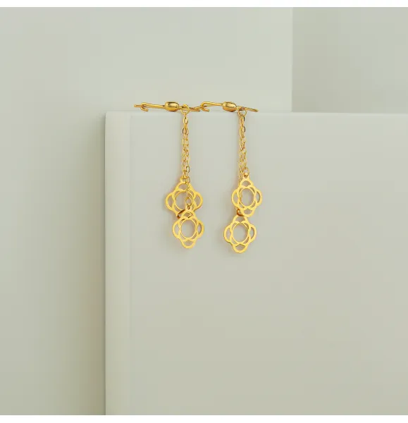 21 karat gold pendant earrings, made in Turkey