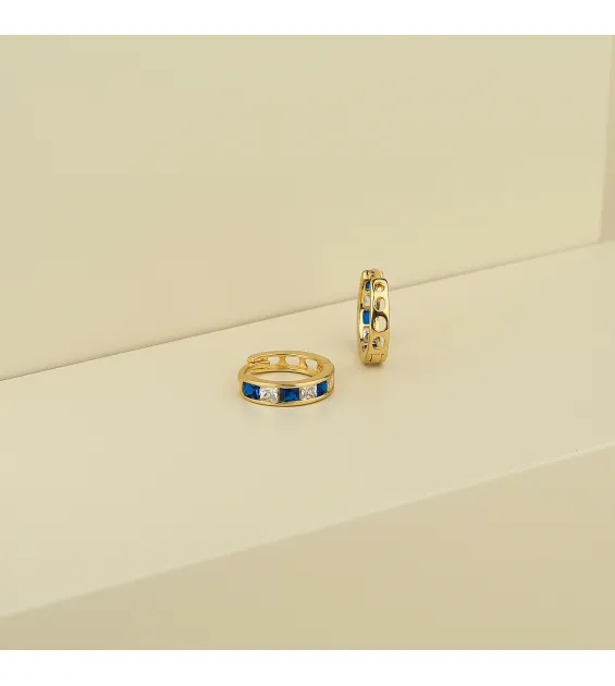 18k gold crescent hoop earrings, made in Turkey