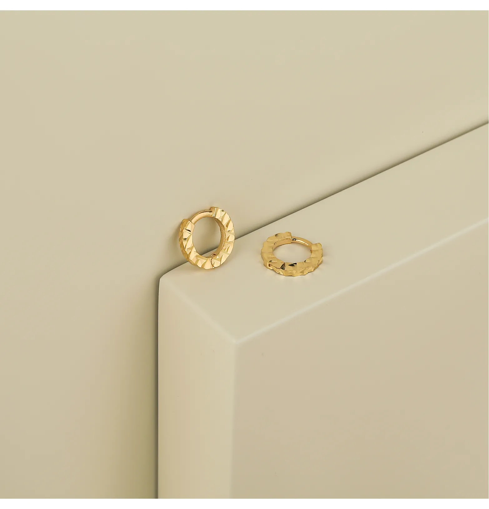 18k gold crescent hoop earrings, made in Turkey