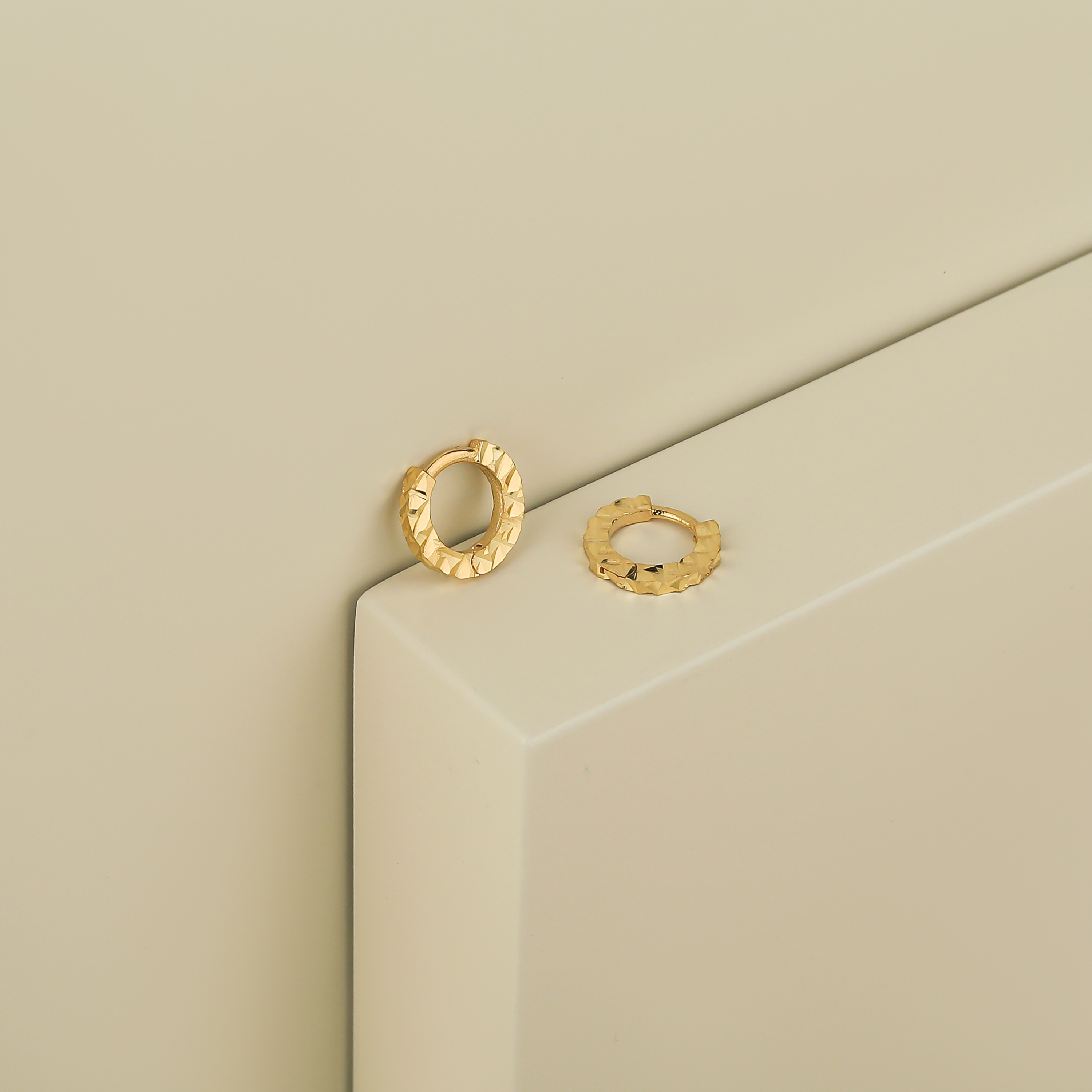 18k gold crescent hoop earrings, made in Turkey