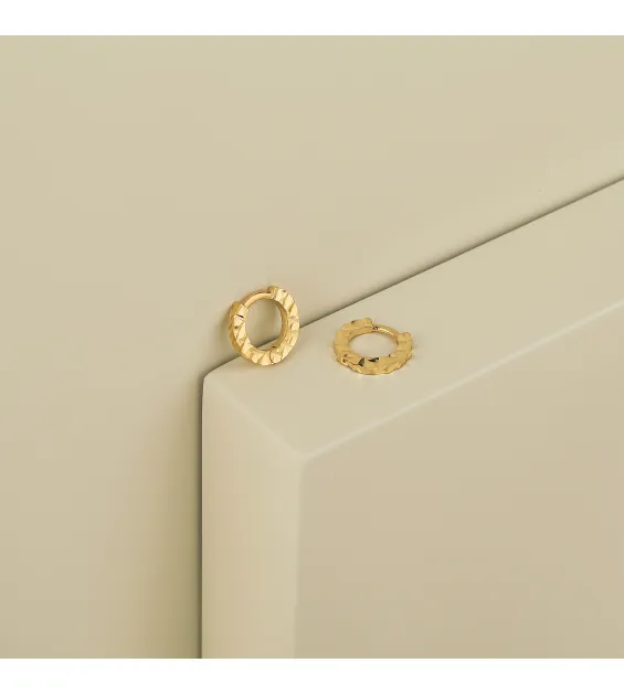 18k gold crescent hoop earrings, made in Turkey
