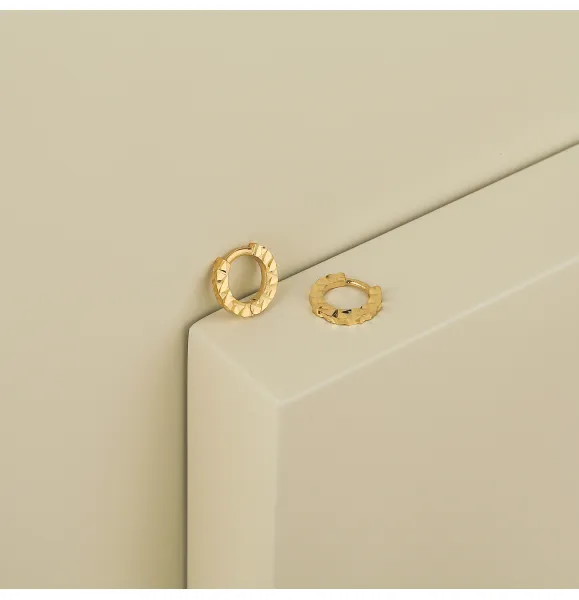 18k gold crescent hoop earrings, made in Turkey
